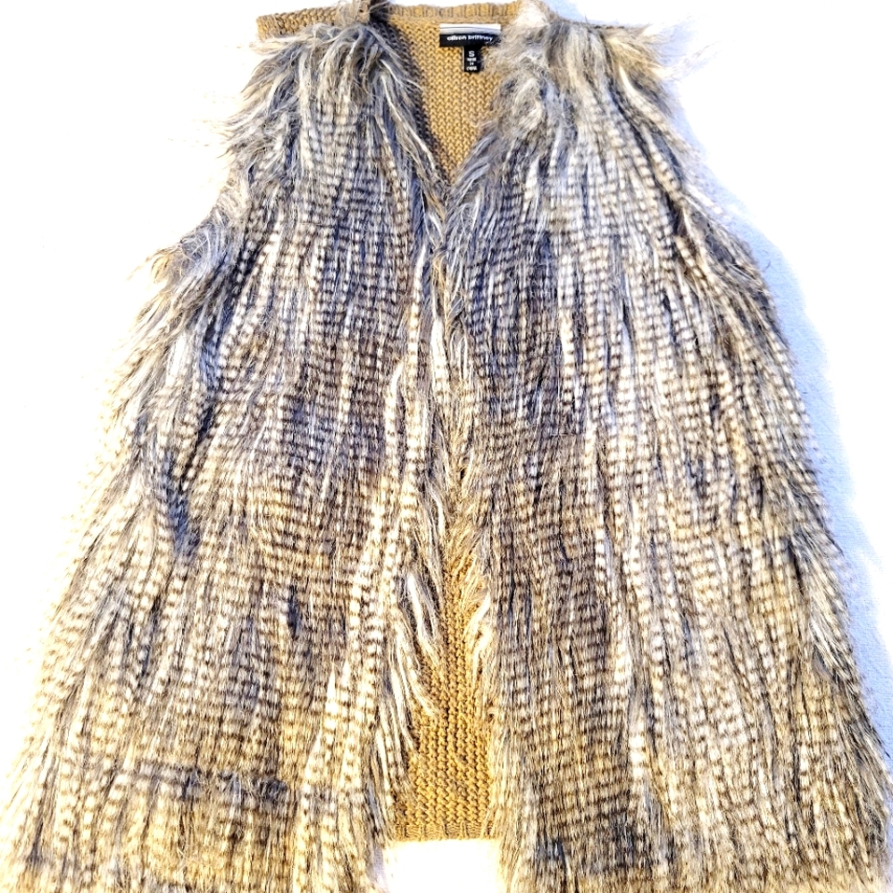 Faux fur knit vest, small, by Allison Brittney